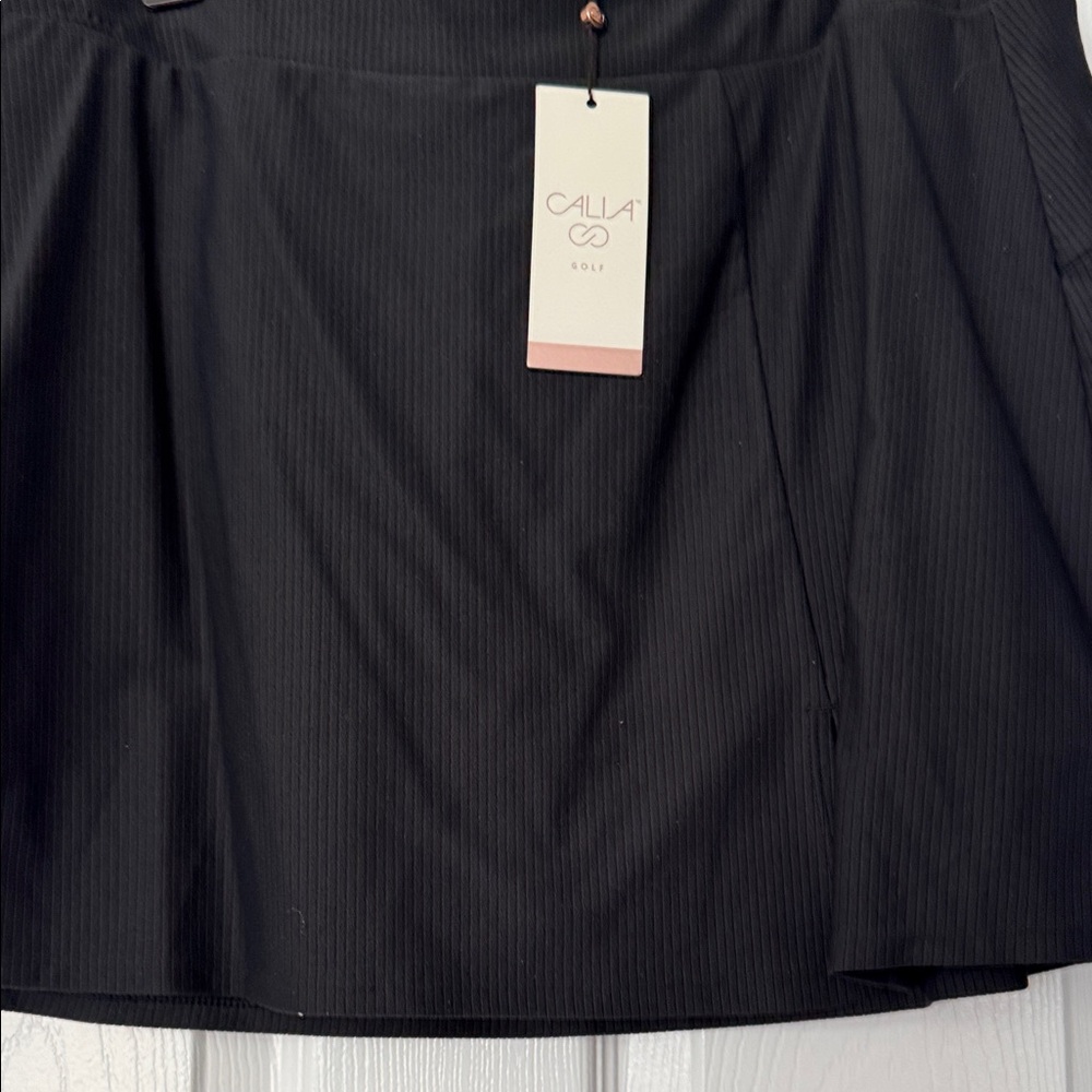 CALIA by Carrie Underwood Black Pinstriped A-Line Skirt